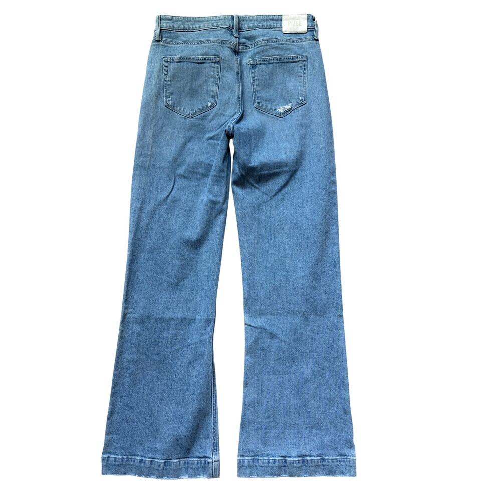 Paige Leenah Distressed Wide Leg Jeans High Waisted Size 31 Light Wash - Picture 4 of 12